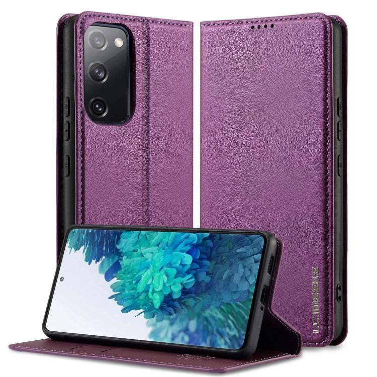 For Samsung Galaxy S20 FE LC.IMEEKE L1 Series Frosted Fine Texture PU Phone Case(Purple)