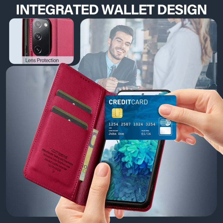 For Samsung Galaxy S20 FE LC.IMEEKE L1 Series Frosted Fine Texture PU Phone Case(Red)
