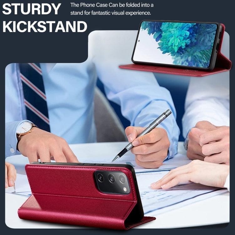 For Samsung Galaxy S20 FE LC.IMEEKE L1 Series Frosted Fine Texture PU Phone Case(Red)
