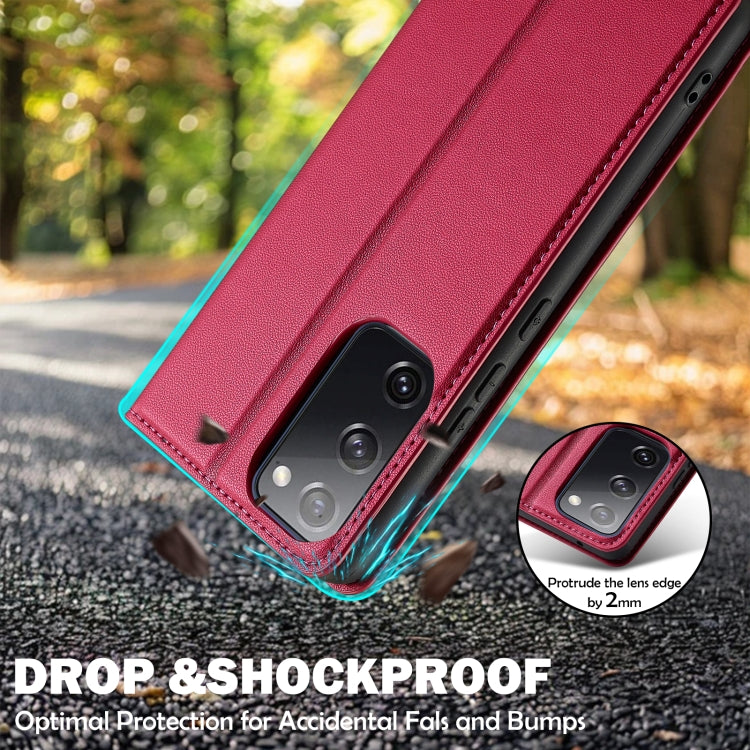 For Samsung Galaxy S20 FE LC.IMEEKE L1 Series Frosted Fine Texture PU Phone Case(Red)