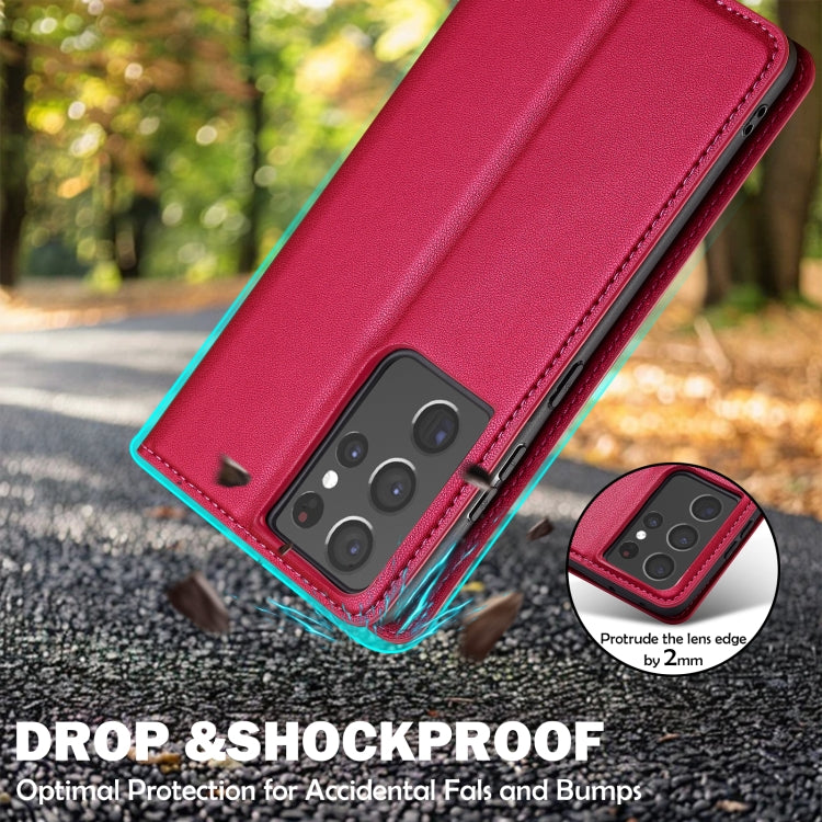 For Samsung Galaxy S21 Ultra 5G LC.IMEEKE L1 Series Frosted Fine Texture PU Phone Case(Red)