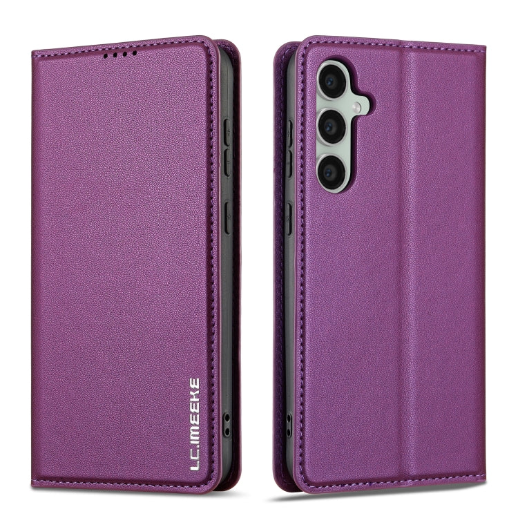 For Samsung Galaxy S23 5G LC.IMEEKE L1 Series Frosted Fine Texture PU Phone Case(Purple)