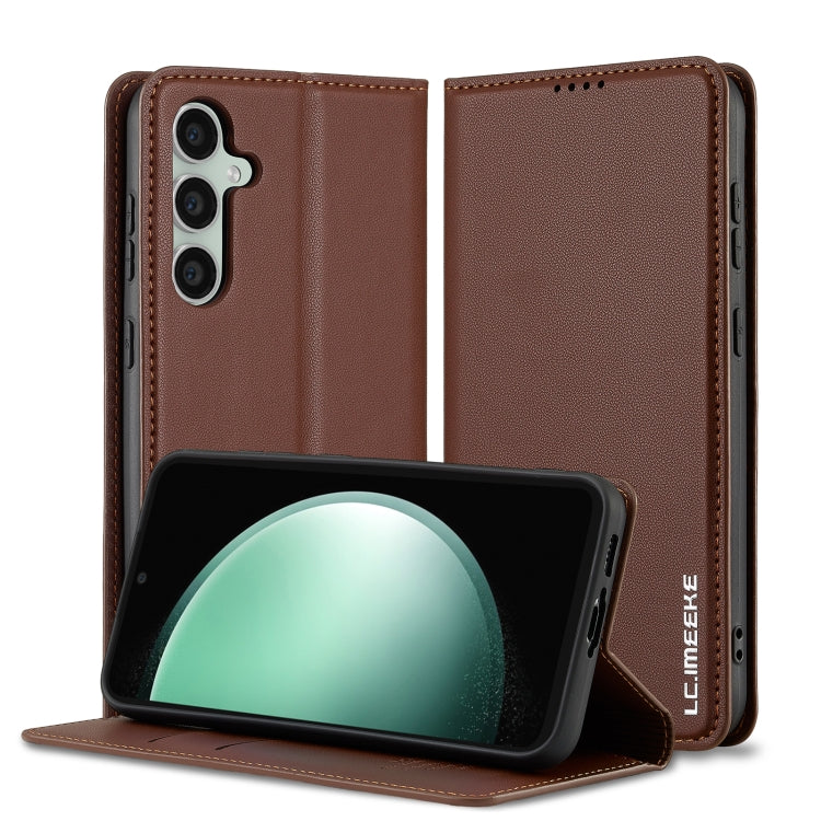 For Samsung Galaxy S23+ 5G LC.IMEEKE L1 Series Frosted Fine Texture PU Phone Case(Brown)