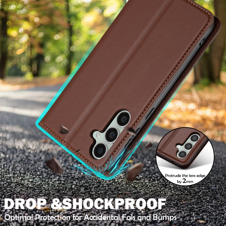 For Samsung Galaxy S23+ 5G LC.IMEEKE L1 Series Frosted Fine Texture PU Phone Case(Brown)