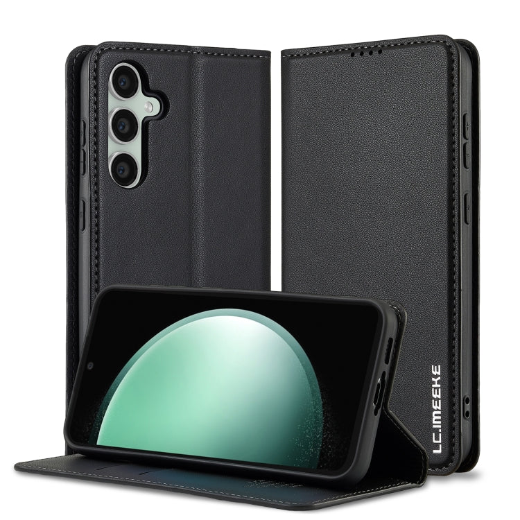 For Samsung Galaxy S23 FE 5G LC.IMEEKE L1 Series Frosted Fine Texture PU Phone Case(Black)