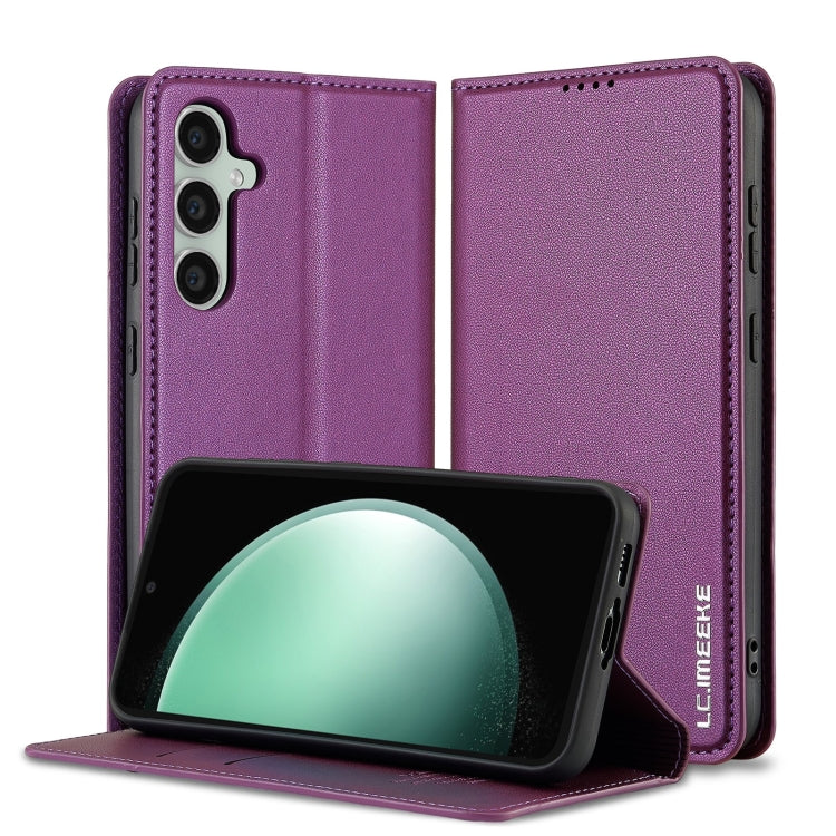 For Samsung Galaxy S24+ 5G LC.IMEEKE L1 Series Frosted Fine Texture PU Phone Case(Purple)