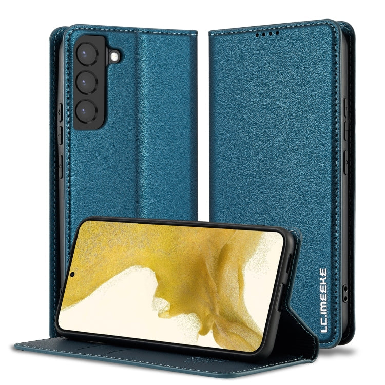 For Samsung Galaxy S21+ 5G LC.IMEEKE L1 Series Frosted Fine Texture PU Phone Case(Blue)