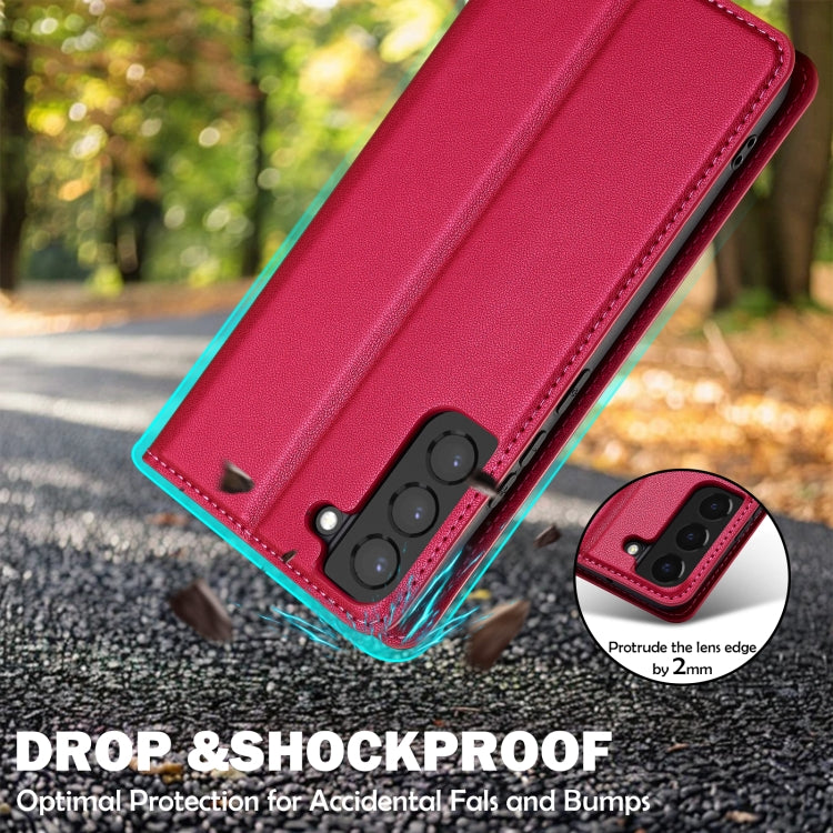 For Samsung Galaxy S21+ 5G LC.IMEEKE L1 Series Frosted Fine Texture PU Phone Case(Red)