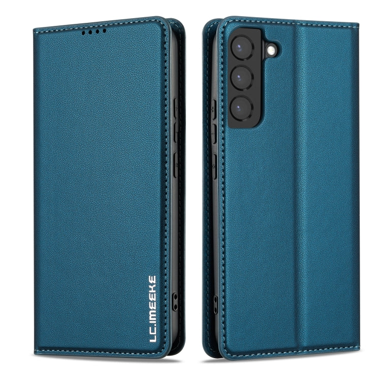 For Samsung Galaxy S22+ 5G LC.IMEEKE L1 Series Frosted Fine Texture PU Phone Case(Blue)