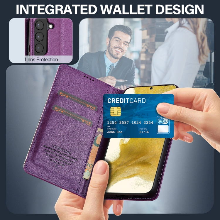 For Samsung Galaxy S22+ 5G LC.IMEEKE L1 Series Frosted Fine Texture PU Phone Case(Purple)