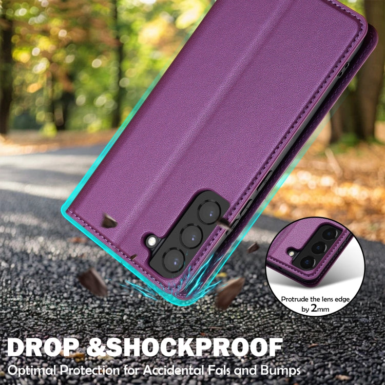 For Samsung Galaxy S22+ 5G LC.IMEEKE L1 Series Frosted Fine Texture PU Phone Case(Purple)