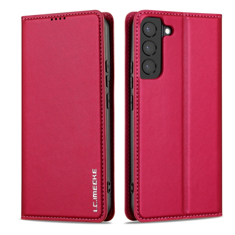 For Samsung Galaxy S22+ 5G LC.IMEEKE L1 Series Frosted Fine Texture PU Phone Case(Red)