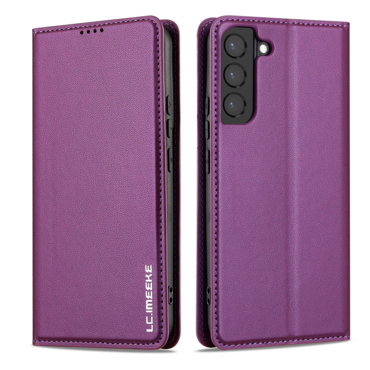 For Samsung Galaxy S22 5G LC.IMEEKE L1 Series Frosted Fine Texture PU Phone Case(Purple)
