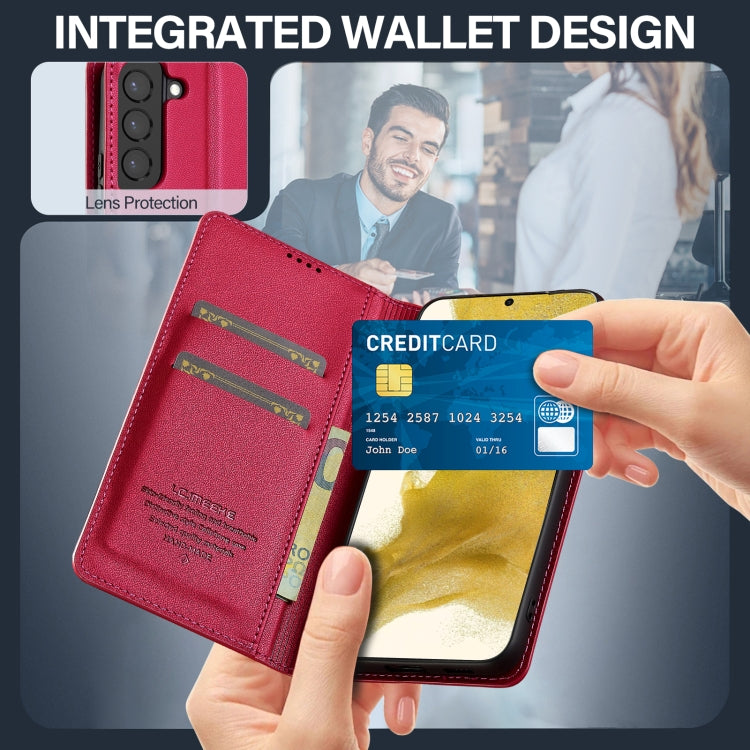 For Samsung Galaxy S22 5G LC.IMEEKE L1 Series Frosted Fine Texture PU Phone Case(Red)
