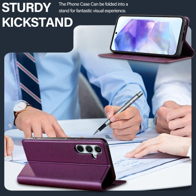 For Samsung Galaxy S25+ 5G LC.IMEEKE L1 Series Frosted Fine Texture PU Phone Case(Purple)