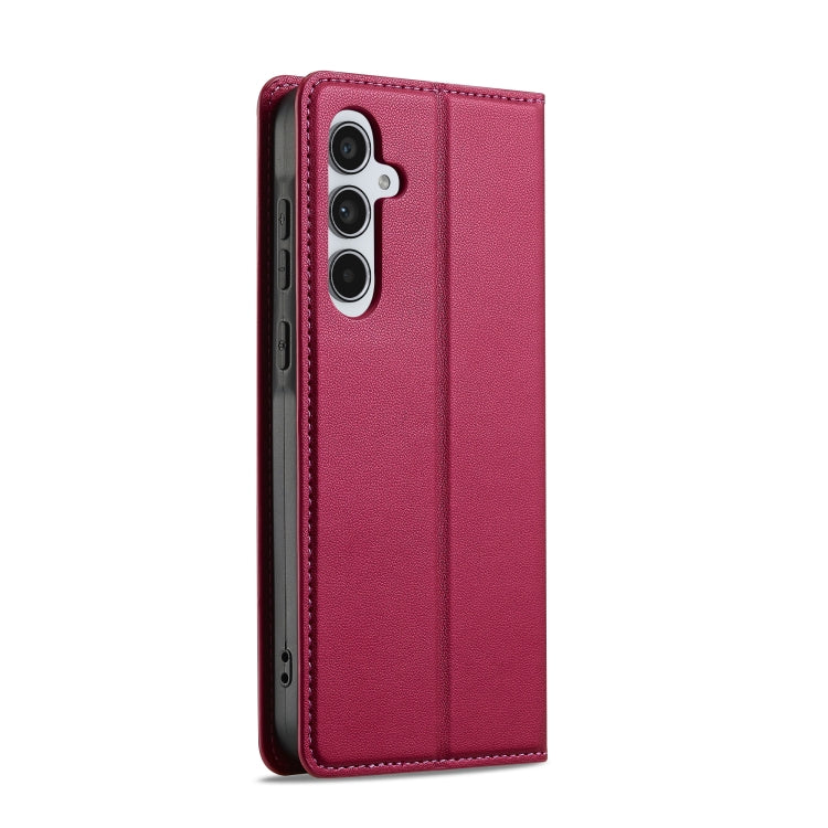 For Samsung Galaxy S25+ 5G LC.IMEEKE L1 Series Frosted Fine Texture PU Phone Case(Red)