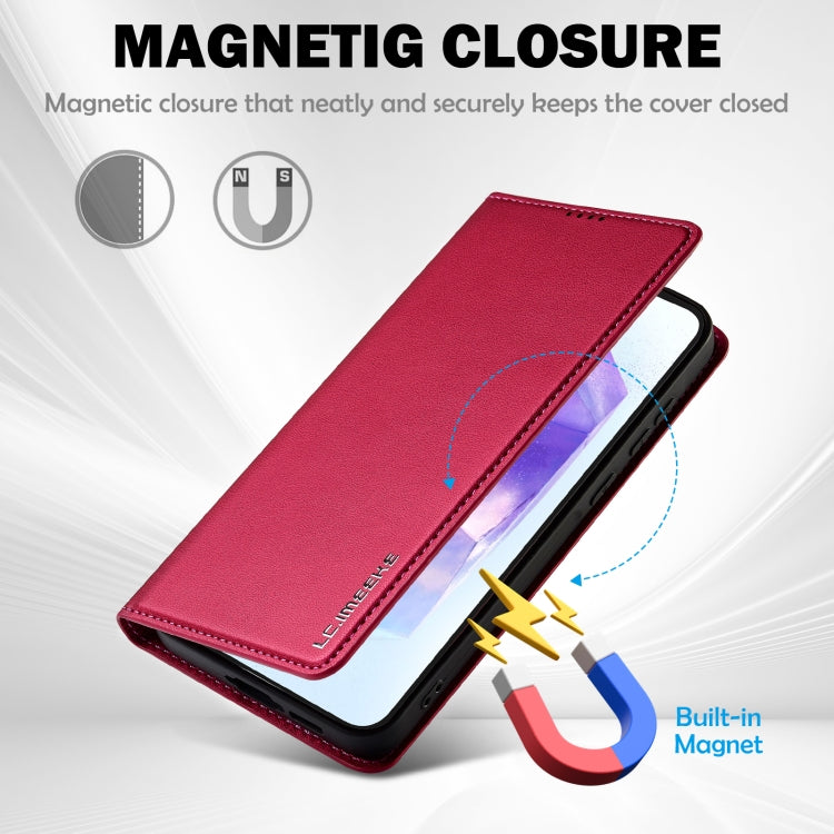 For Samsung Galaxy S25+ 5G LC.IMEEKE L1 Series Frosted Fine Texture PU Phone Case(Red)