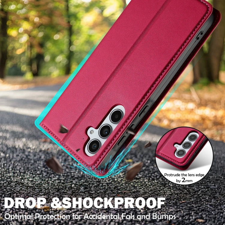 For Samsung Galaxy S25+ 5G LC.IMEEKE L1 Series Frosted Fine Texture PU Phone Case(Red)