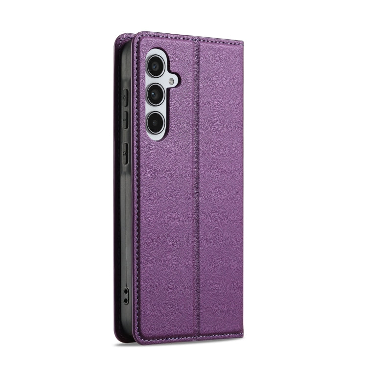 For Samsung Galaxy S25 5G LC.IMEEKE L1 Series Frosted Fine Texture PU Phone Case(Purple)