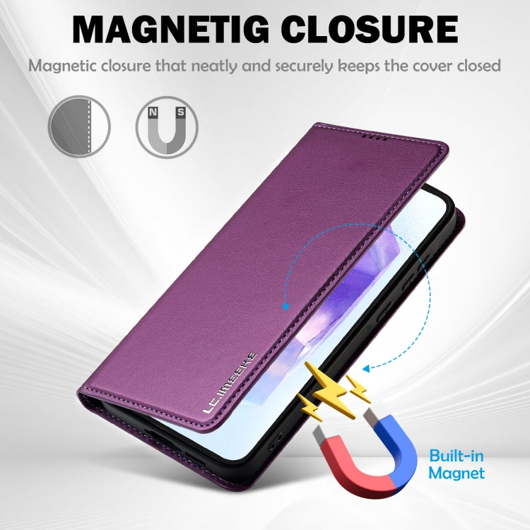 For Samsung Galaxy S25 5G LC.IMEEKE L1 Series Frosted Fine Texture PU Phone Case(Purple)