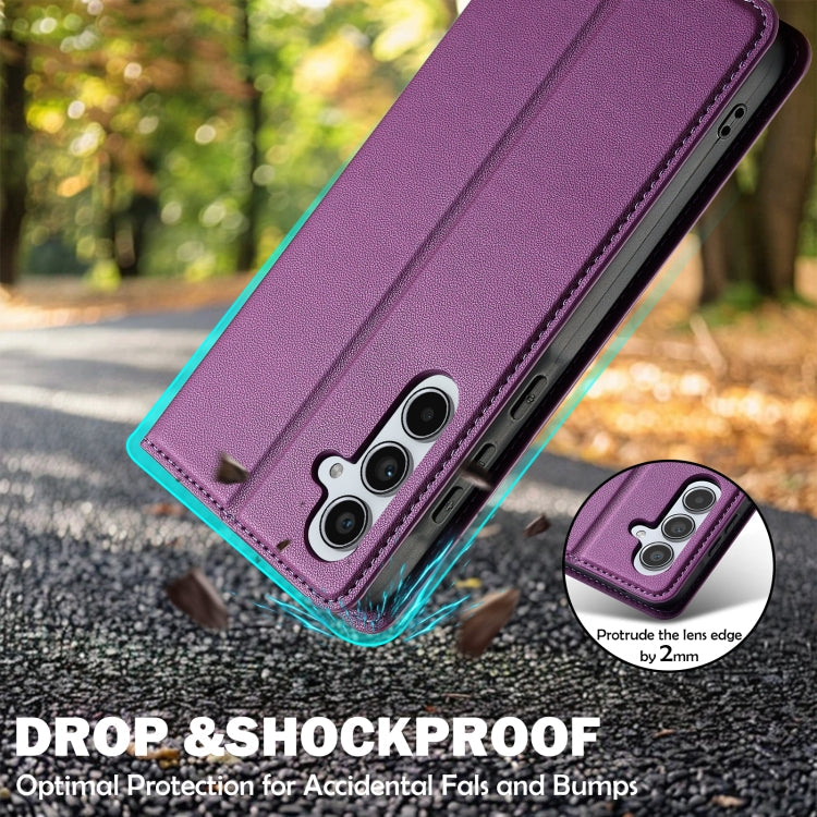 For Samsung Galaxy S25 5G LC.IMEEKE L1 Series Frosted Fine Texture PU Phone Case(Purple)