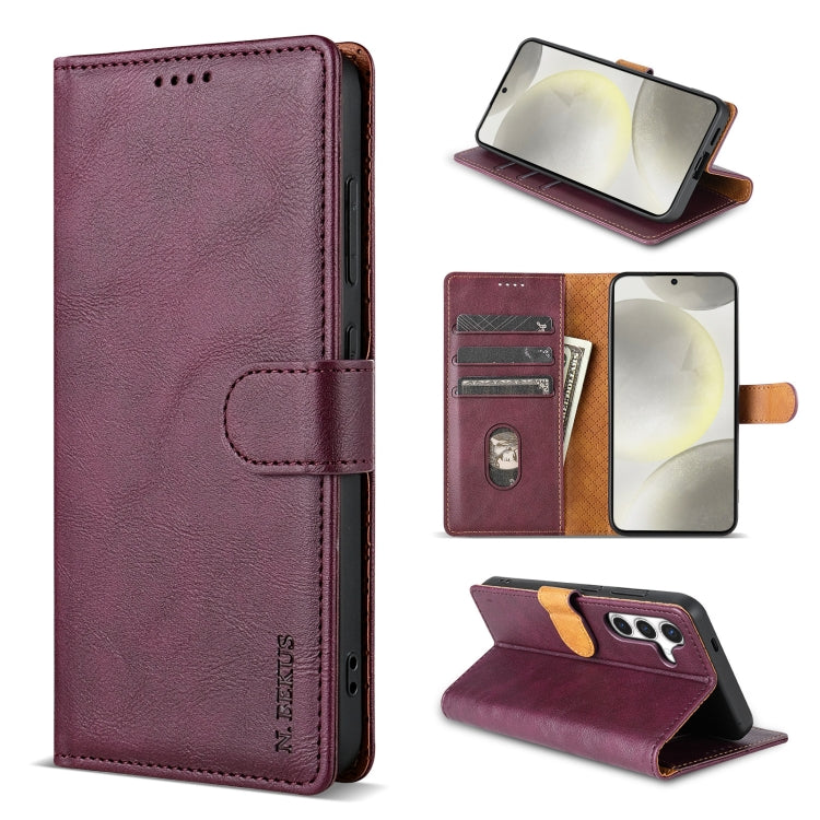 For Samsung Galaxy A24 4G N.BEKUS CSJ-P1 Solid Color Leather Phone Case(Wine Red)