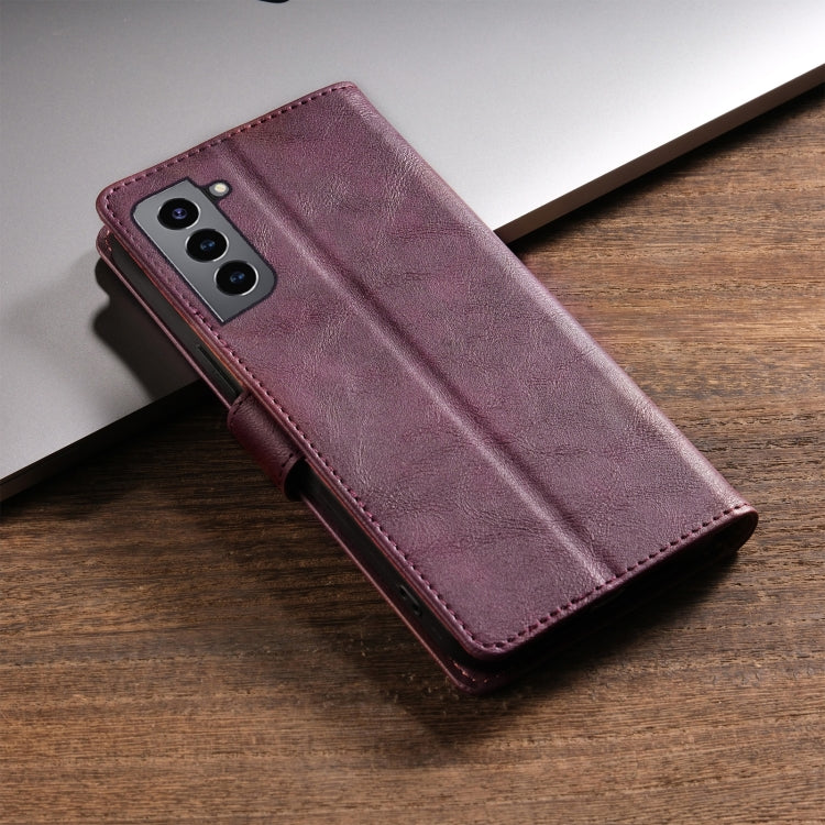 For Samsung Galaxy S22+ 5G N.BEKUS CSJ-P1 Solid Color Leather Phone Case(Wine Red)