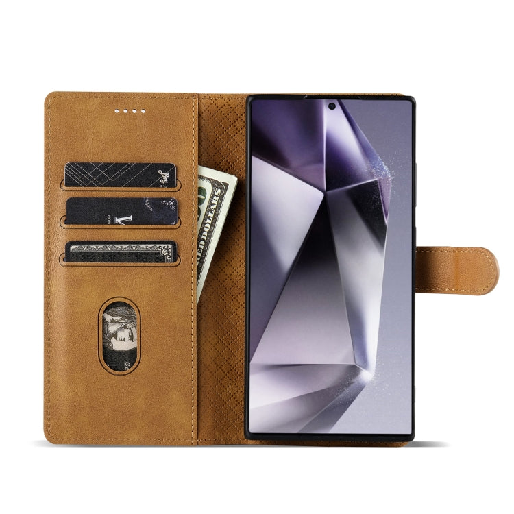 For Samsung Galaxy S22 Ultra 5G N.BEKUS CSJ-P1 Solid Color Leather Phone Case(Brown)