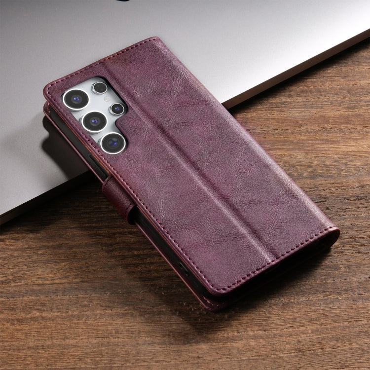 For Samsung Galaxy S21 Ultra 5G N.BEKUS CSJ-P1 Solid Color Leather Phone Case(Wine Red)