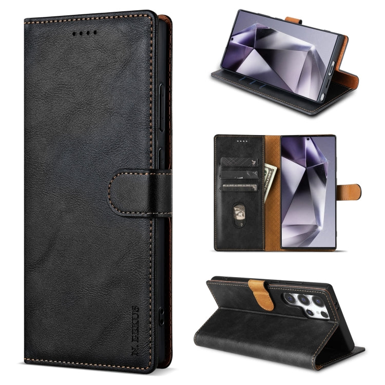 For Samsung Galaxy S21 Ultra 5G N.BEKUS CSJ-P1 Solid Color Leather Phone Case(Black)