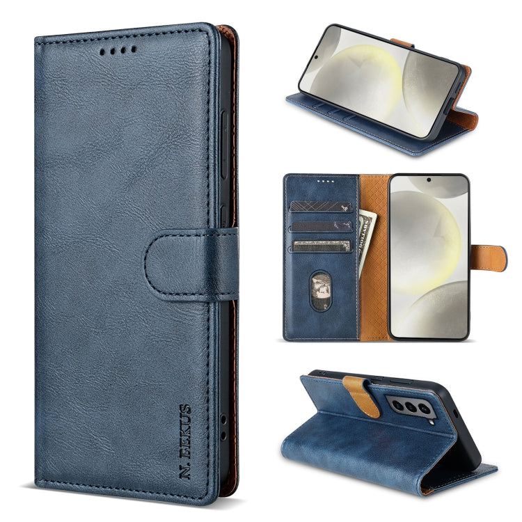 For Samsung Galaxy S21 FE 5G N.BEKUS CSJ-P1 Solid Color Leather Phone Case(Blue)
