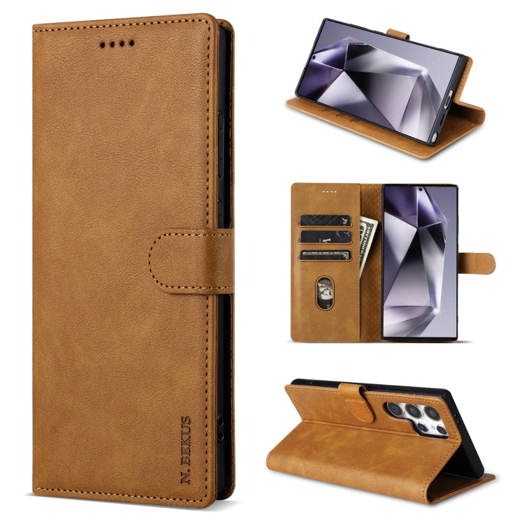 For Samsung Galaxy S23 Ultra 5G N.BEKUS CSJ-P1 Solid Color Leather Phone Case(Brown)