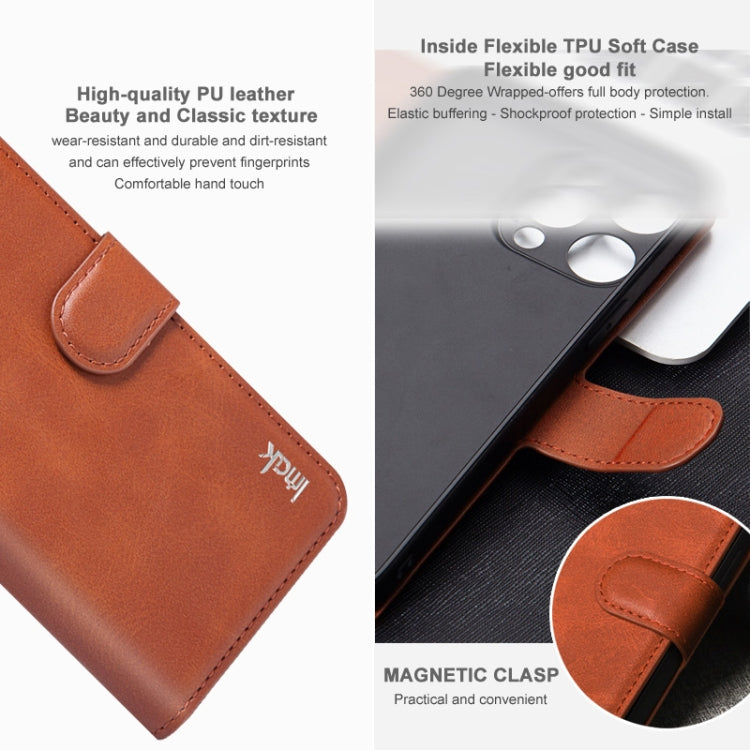 For iPhone 15 Pro Max IMAK Count Series Flip Leather Phone Case(Brown)