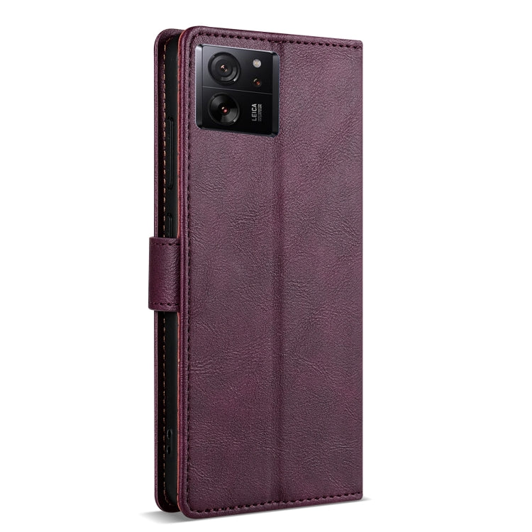 For Xiaomi 13T / 13T Pro N.BEKUS CSJ-P1 Solid Color Leather Phone Case(Wine Red)