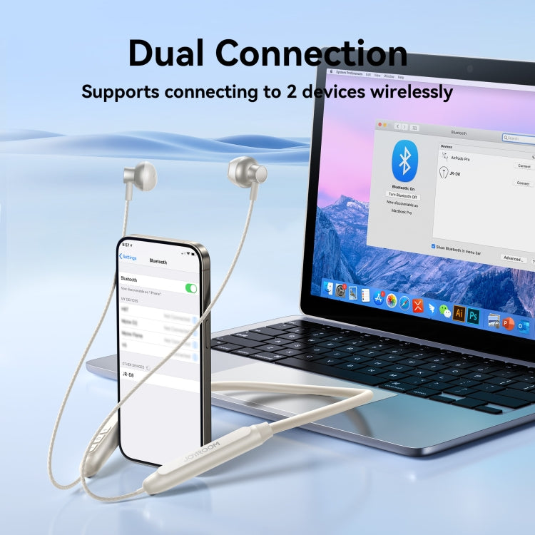JOYROOM JR-D8 Neckband Wireless Bluetooth Sports Outdoor Earphone(Creamy White)