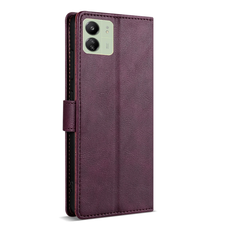 For Redmi 13C 5G / 4G N.BEKUS CSJ-P1 Solid Color Leather Phone Case(Wine Red)