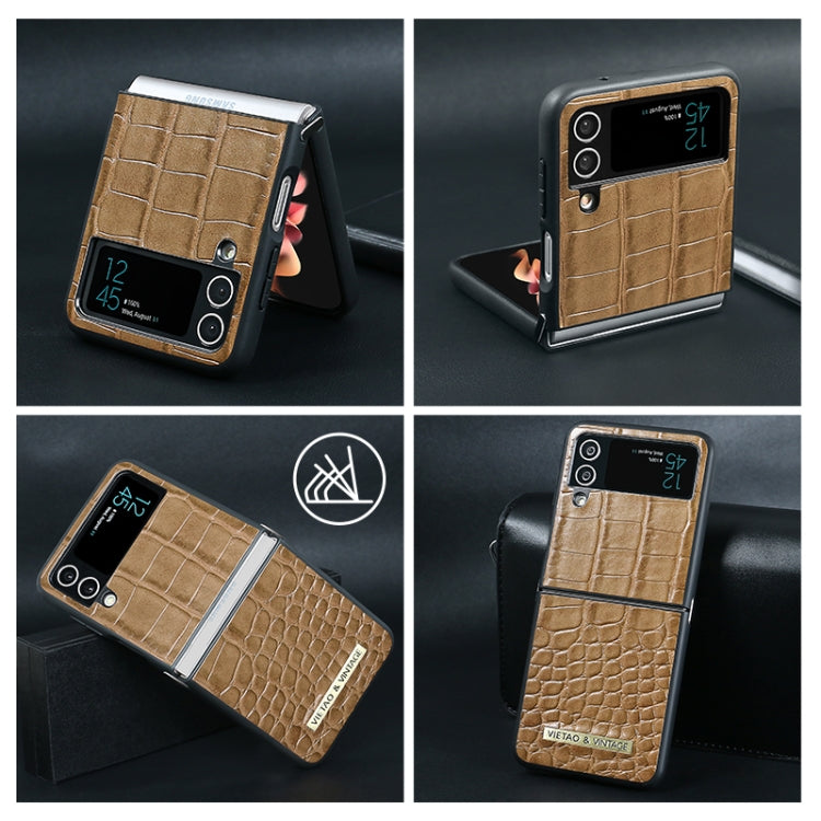 For Samsung Galaxy Z Flip3 5G VIETAO Crocodile Texture PU Leather Phone Case(Red)