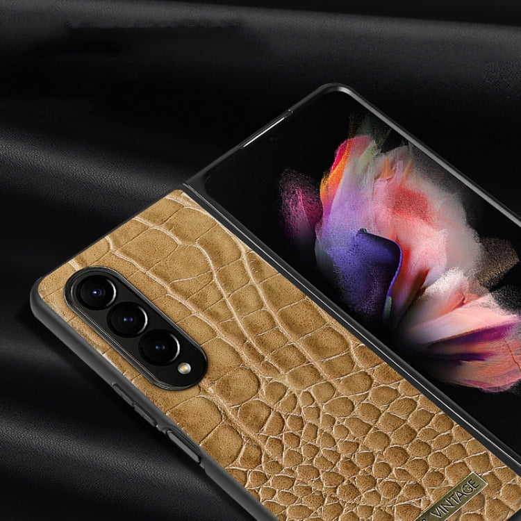 For Samsung Galaxy Z Fold4 VIETAO Crocodile Texture PU Leather Phone Case(Red)