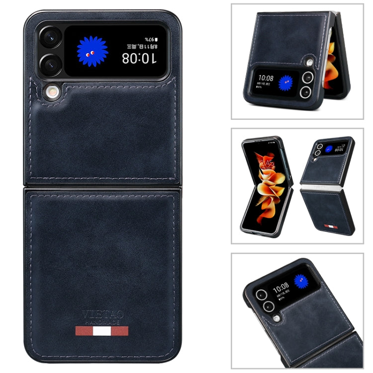 For Samsung Galaxy Z Flip4 VIETAO Plain Leather PU Phone Case(Black)