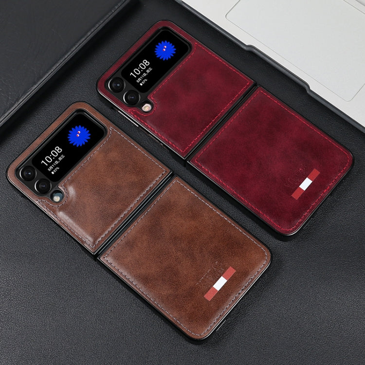 For Samsung Galaxy Z Flip4 VIETAO Plain Leather PU Phone Case(Red)