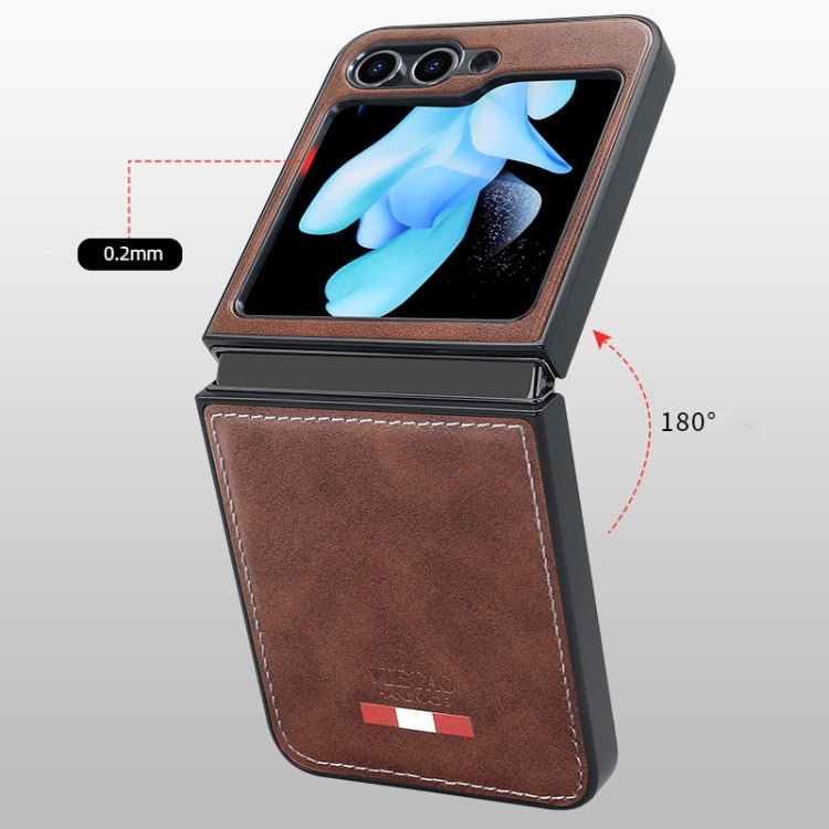 For Samsung Galaxy Z Flip5 VIETAO Plain Leather PU Phone Case(Blue)