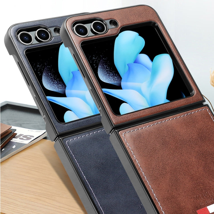 For Samsung Galaxy Z Flip5 VIETAO Plain Leather PU Phone Case(Green)