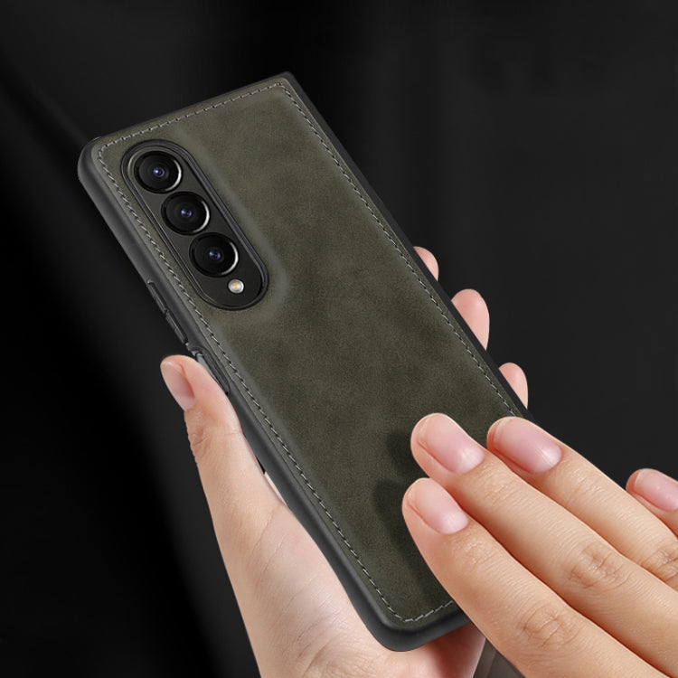 For Samsung Galaxy Z Fold4 VIETAO Plain Leather PU Phone Case(Brown)