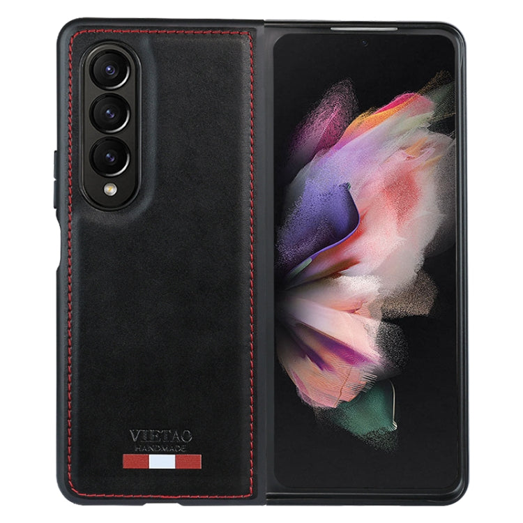 For Samsung Galaxy Z Fold3 5G VIETAO Plain Leather PU Phone Case(Black)