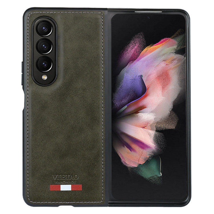 For Samsung Galaxy Z Fold3 5G VIETAO Plain Leather PU Phone Case(Green)