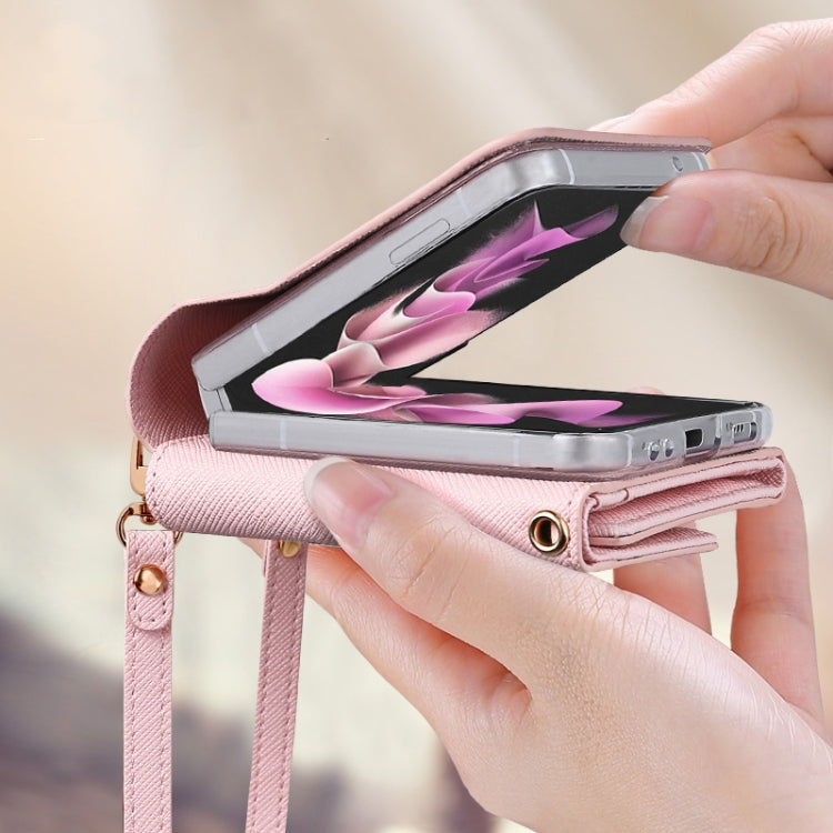 For Samsung Galaxy Z Flip4 VIETAO Portable Wallet Foldable PU Phone Case(Orange)