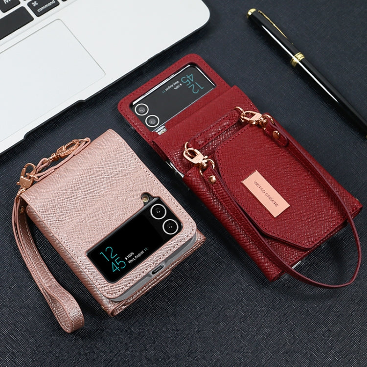 For Samsung Galaxy Z Flip4 VIETAO Portable Wallet Foldable PU Phone Case(Purple)