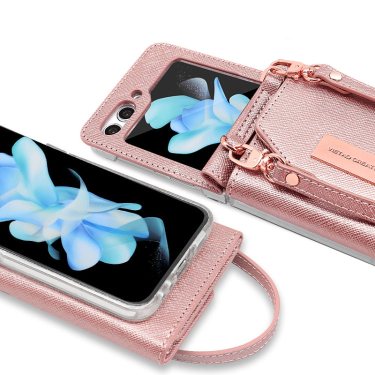 For Samsung Galaxy Z Flip6 / Flip7 FE VIETAO Portable Wallet Foldable PU Phone Case(Black)