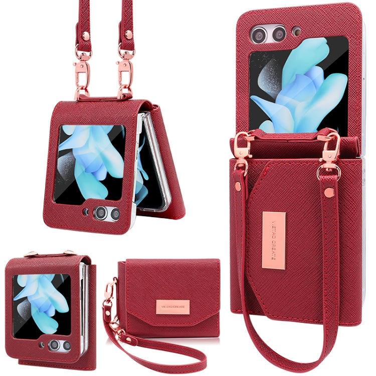 For Samsung Galaxy Z Flip6 / Flip7 FE VIETAO Portable Wallet Foldable PU Phone Case(Red)