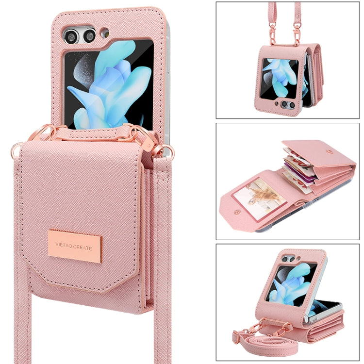For Samsung Galaxy Z Flip6 / Flip7 FE VIETAO Portable Organ Style Wallet PU Phone Case(Pink)